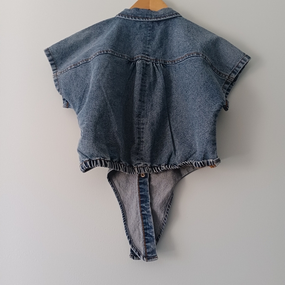 Silver Jeans Co Y2K Denim Button  Short Sleeve Top S/M - Picture 2 of 7